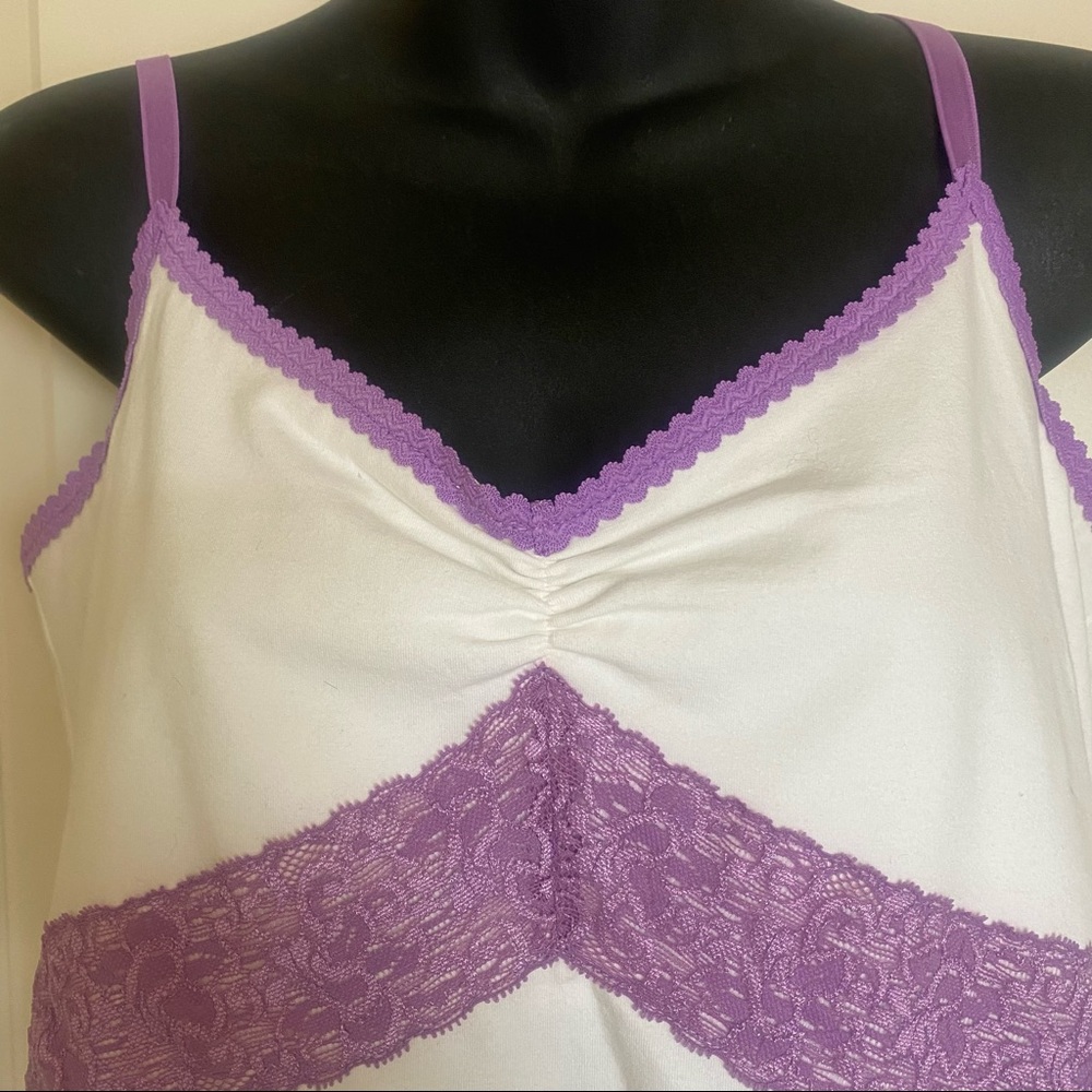 Moda International White & Purple Lace Bralette Tank Top - Picture 5 of 10